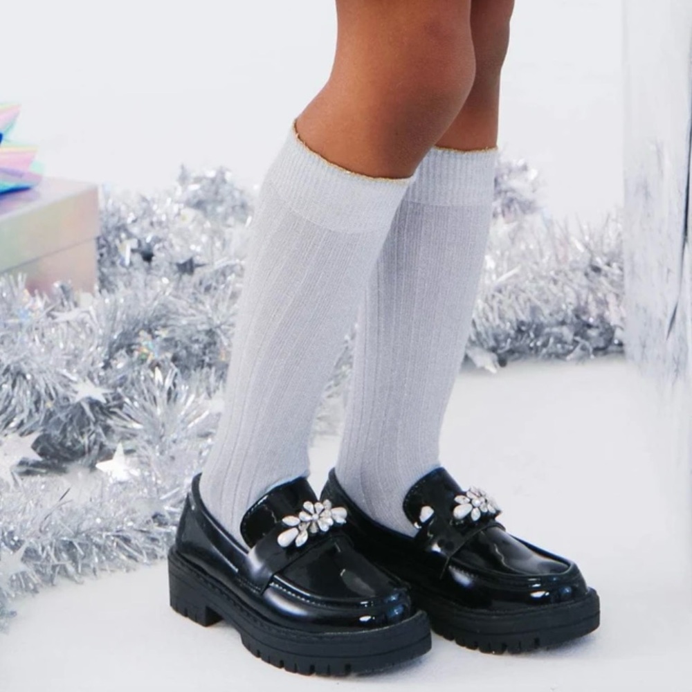 Lola + The Boys Black Dress Shoes with Silver Accents